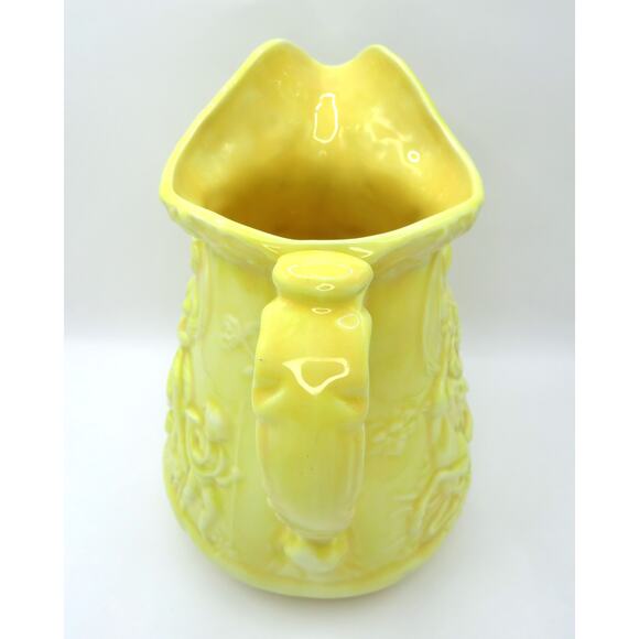 Vintage Yellow Relief Pitcher Cherubs Signed HEM ’77 “Tudir” Studio Pottery - Picture 3 of 14